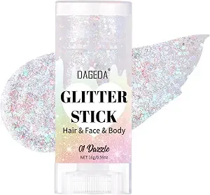 Dageda Dazzle White Body Glitter Stick, Hair Sparkly Face Glitter Makeup