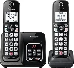 Panasonic Cordless Phone With Answering Machine, 2 Handsets Landline Phone