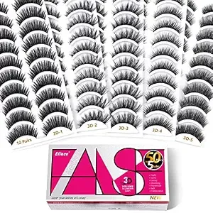 Eliace False Eyelashes Natural Look Cat Eye Lashes New 50 Pairs 5 Styles