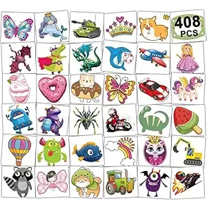 Charlent 408 Sheets Temporary Tattoos For Kids
