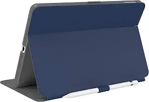 Speck Balance Folio Case For Ipad 10.2 Inch (2019-2021) - Drop & Camera Protection, Slim Multi Range Stand, Apple Pencil Holder - Arcadia Navy/Moody Grey