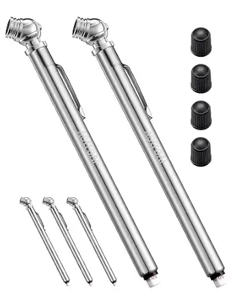 Astroai Pencil Tire Pressure Gauge, 2 Pack 10-75 Psi Stainless Steel Body