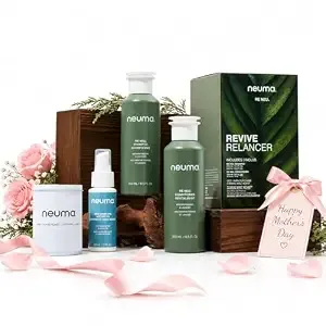 Neuma Re Neu Mothers Day Gift Set - Relaxation Gifts For Women - Complete Hair Care Set With Shampoo, Conditioner, Neu Moisture Instant-Fix Therapy Travel Candle - Shower Gift Box For Women