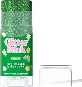 Gowwim Glitter Stick For Hair Face & Body, Sparkle Stick With 6 Glitter Colors, Chunky Glitter For Kids, Body Glitter For Women, Face Glitter For Makeup, Parties, Festivals & Cheer, Green