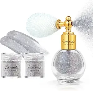 Etercycle Body Glitter Spray, Silver Glitter Extra Fine Face Shimmer Powder