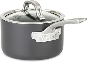 Viking Non Stick Sauce Pan With Glass Lid, 2 Quart Hard Anodized Nonstick Saucepan Cooking Pot, Dishwasher And Oven Safe, Induction Ready, Gray