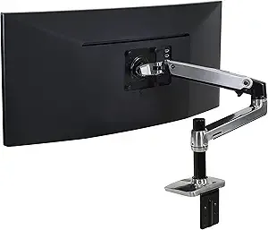 Ergotron – Lx Monitor Arm, Single Monitor Desk Mount – Fits Flat Curved Ultrawide Computer Monitors Up To 34 Inches, 7 To 25 Lbs, Vesa 75x75mm Or 100x100mm – Polished Aluminum