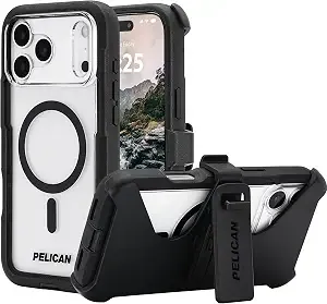Pelican Iphone 17 Pro Case - Rugged Magsafe Phone Case -Voyager Black/Clear