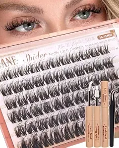 Wispy Lash Clusters Kit Fluffy Eyelash Clusters Lashes Kit 10-16 Mm Spider Cluster Eyelash Extensions D Curl Individual Lashes Clusters With Clear Band Soft & Comfty Diy Lash Extensions Kit