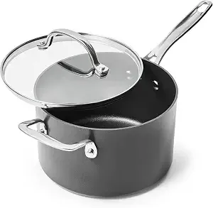 Sur La Table Signature Hard Anodized Nonstick Saucepan, Black