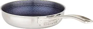 Viking 3-Ply Non Stick Frying Pan, 8 Inch Hybrid Plus Stainless Steel Kitchen Cookware, Silver