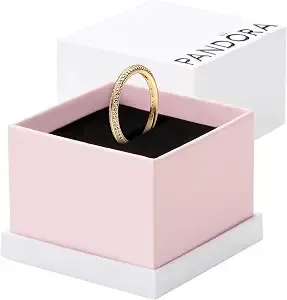 Pandora Me Pavé Ring - Gold Ring For Women - Layering Or Stackable Ring - Gift For Her Shine With Cubic Zirconia - With Gift Box - Size 7.5