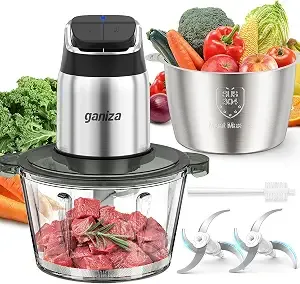 Ganiza Food Processor With Dual Bowls, 2-Speed Food Chopper & Meat Grinder