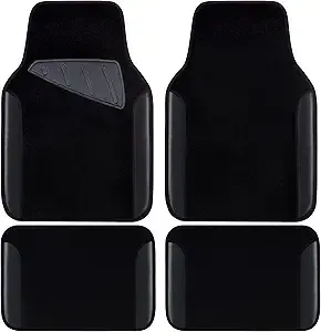 Car Pass Waterproof Universal Fit Car Floor Mats, Faux Leather Car Carpet Mats, Black Car Mats With Anti-Slip Nibbs Backing & Driver Heel Pad Fit For Suv,Vans,Sedans, Trucks,Set Of 4pcs(All Black)