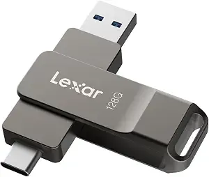 Lexar d40e 128gb Dual Usb 3.2 Gen 1 Type-C Jump Drive, Titanium Grey